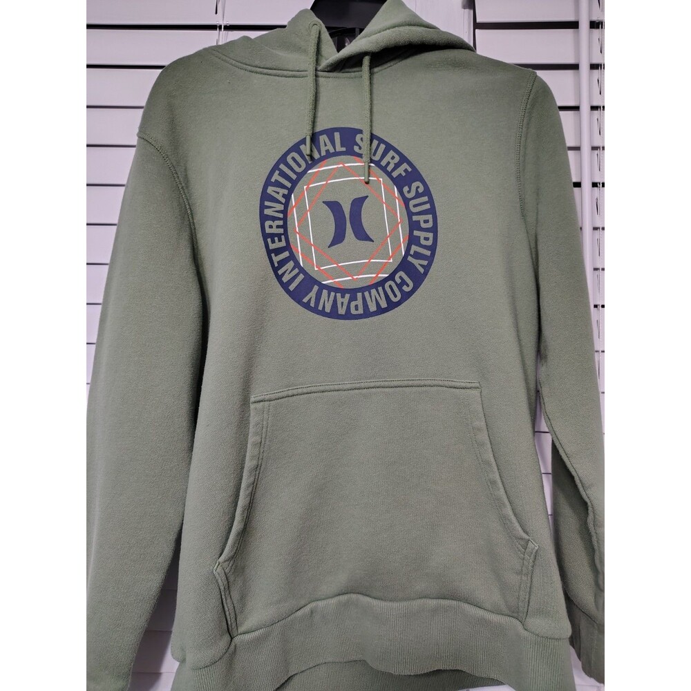Hurley Surf Graphic Pullover Heavy Sweatshirt Hoodie ~ Olive Green ~ Size Medium